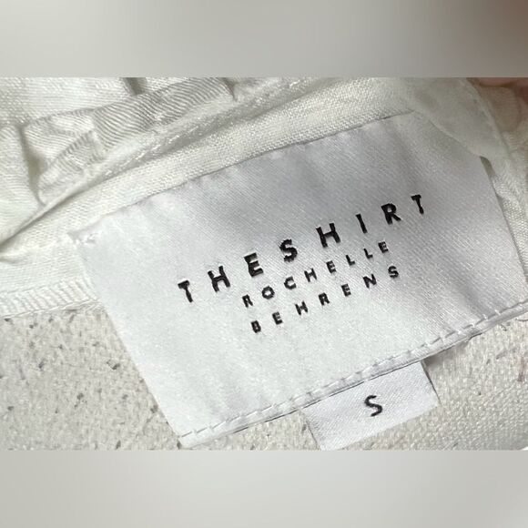 Rochelle Behrens The Shirt Puff Sleeve white textured Blouse - Picture 4 of 5